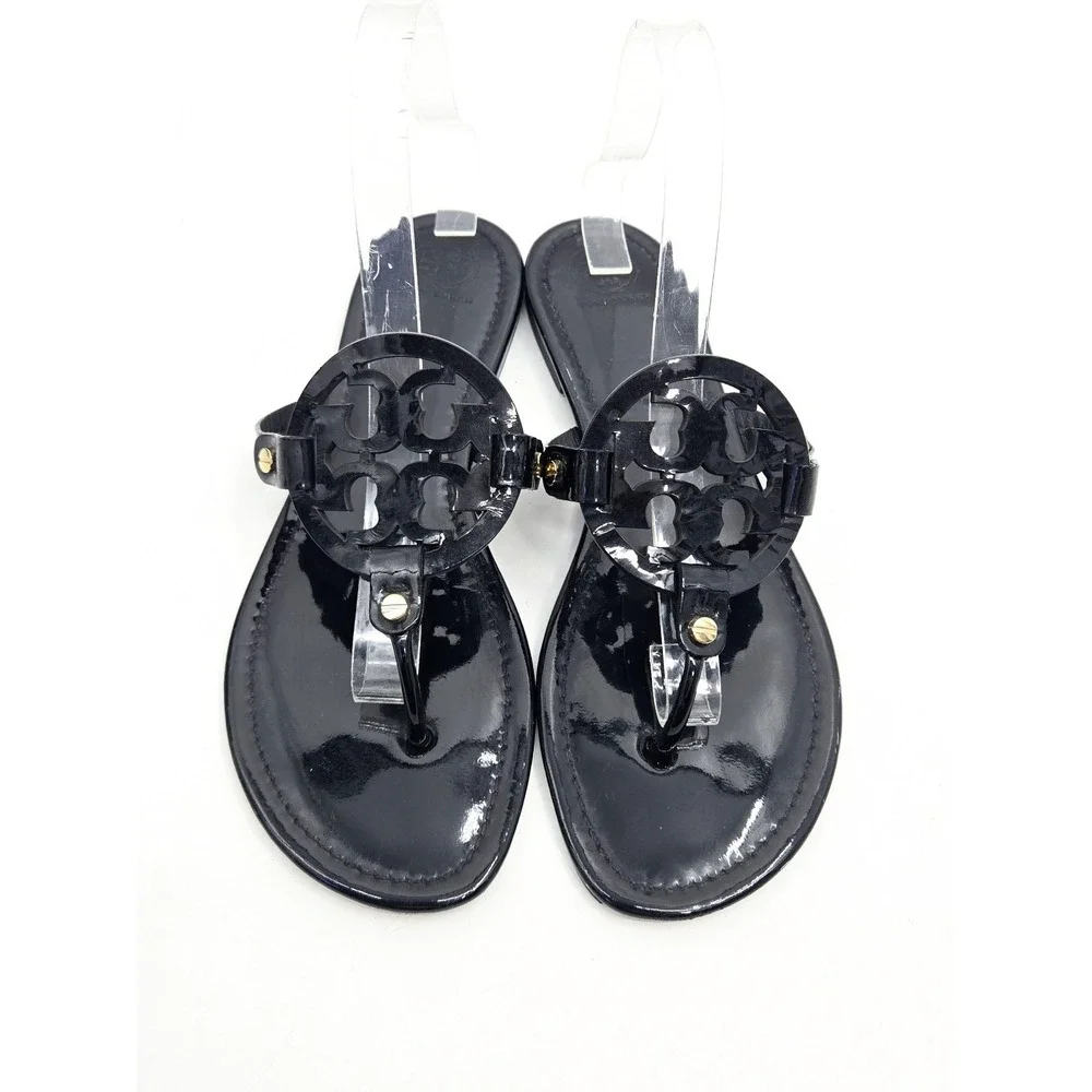 Tory Burch Sandals Women's 10.5 Miller Black Patent Thong
